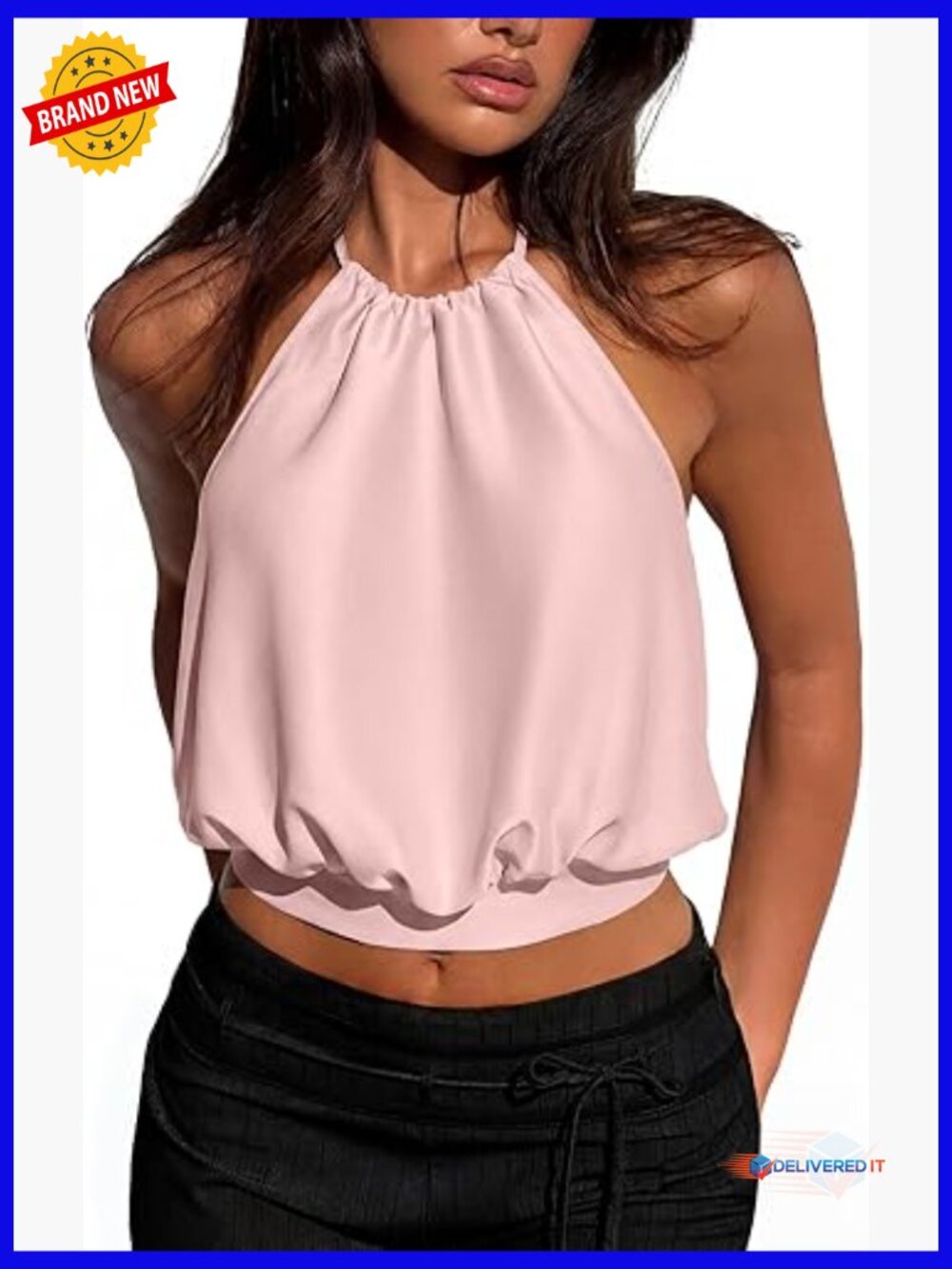 Halter Neck Crop Top - Sleeveless, Backless, Summer Going Out